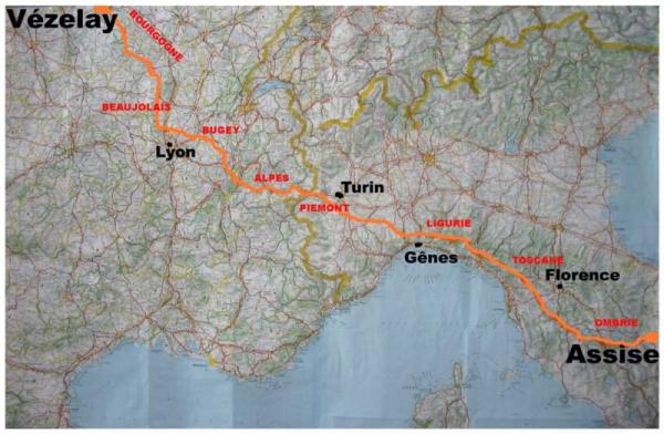 On a décidé de créer un nouveau chemin de randonnée qui rallie Vézelay (France) à Assise (Italie).